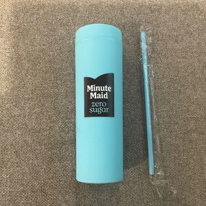 Minute Maid Zero Sugar Light Blue Hard Plastic Water cup lid straw 7.5” NEW